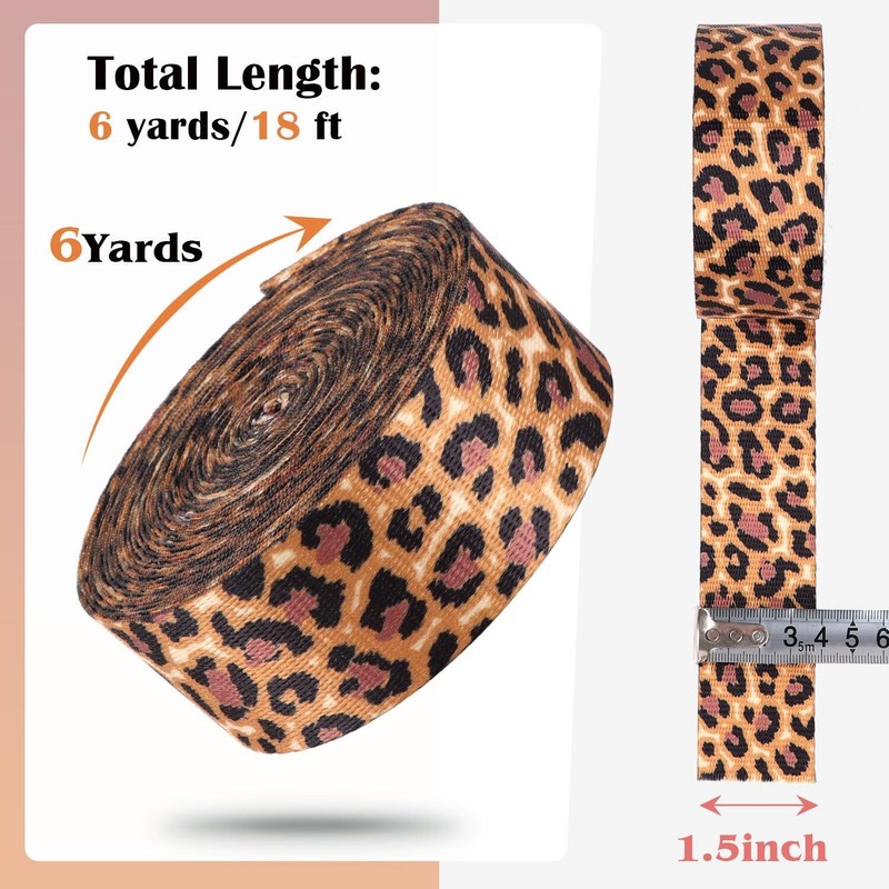 Nylon Webbing 1.5 Inch-Polyester Webbing 6 Yards Leopard Print Webbing Straps... gallery