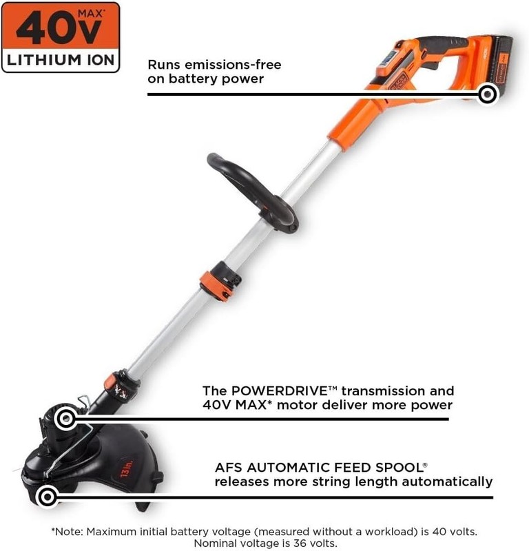 BLACK+DECKER 40V MAX* String Trimmer, 13" LST136B Battery & Charger not Included gallery