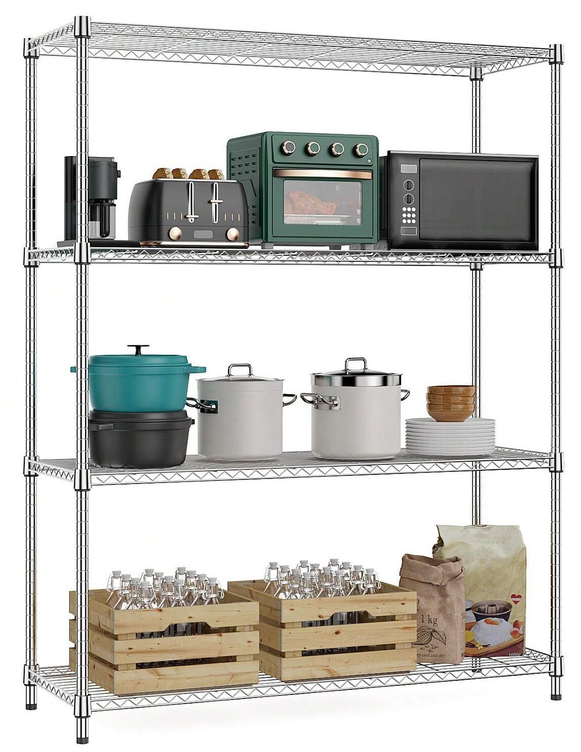 Heavy Duty 1400 Lbs 4-Shelf Wire Storage Unit Adjustable Garage Rack gallery