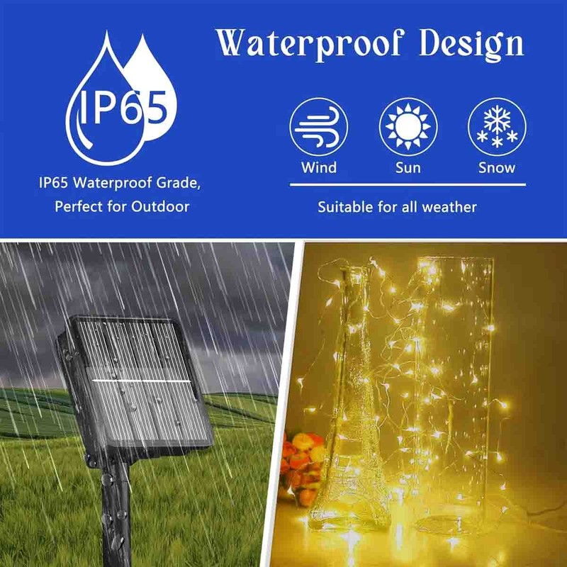 2-Pack 100LED Solar String Lights 8 Modes Copper Wire Waterproof Outdoor Lights gallery