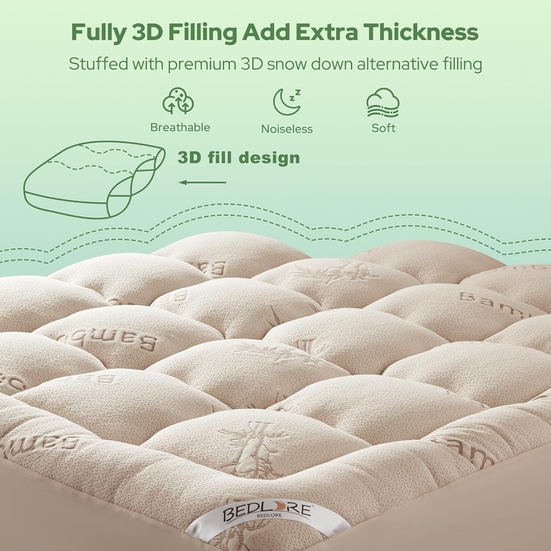 Bamboo Viscose California King Mattress Topper for Ultimate Comfort & Support gallery