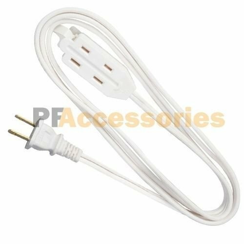 Wideskall 2 Prong Polarized 3 Outlets UL Listed Indoor Extension Cord (White) gallery