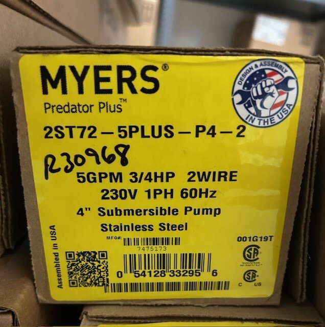 Pentair Myers 2ST72-5PLUS-P4-2 Submersible Predator Plus Pump 5GPM gallery