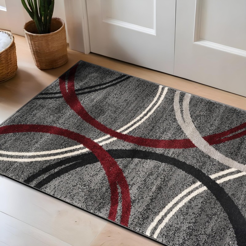 Red Rectangular Area Rug 2 7 x 4 Soft Durable Machine Made for Indoor Spaces gallery