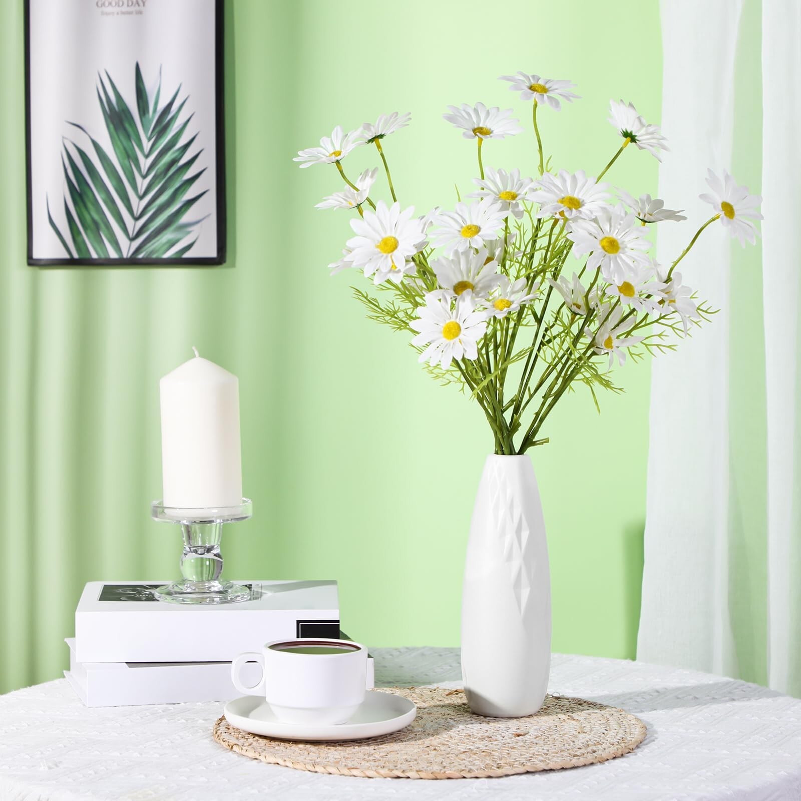 10 Pack Composite Plastic Flower Vases Bulk White Small Tall Conic Floral Vas... gallery