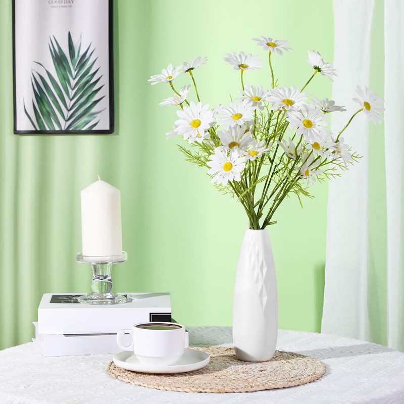 10 Pack Composite Plastic Flower Vases Bulk White Small Tall Conic Floral Vas... gallery