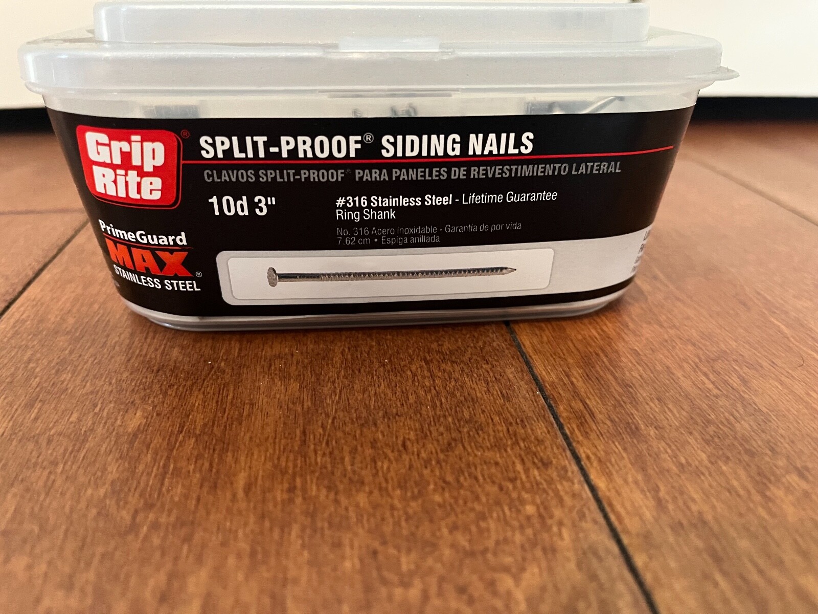 Grip Rite 10d 3" Max 316 Stainless Steel Nails Ring Shank Siding Split Proof 1lb gallery