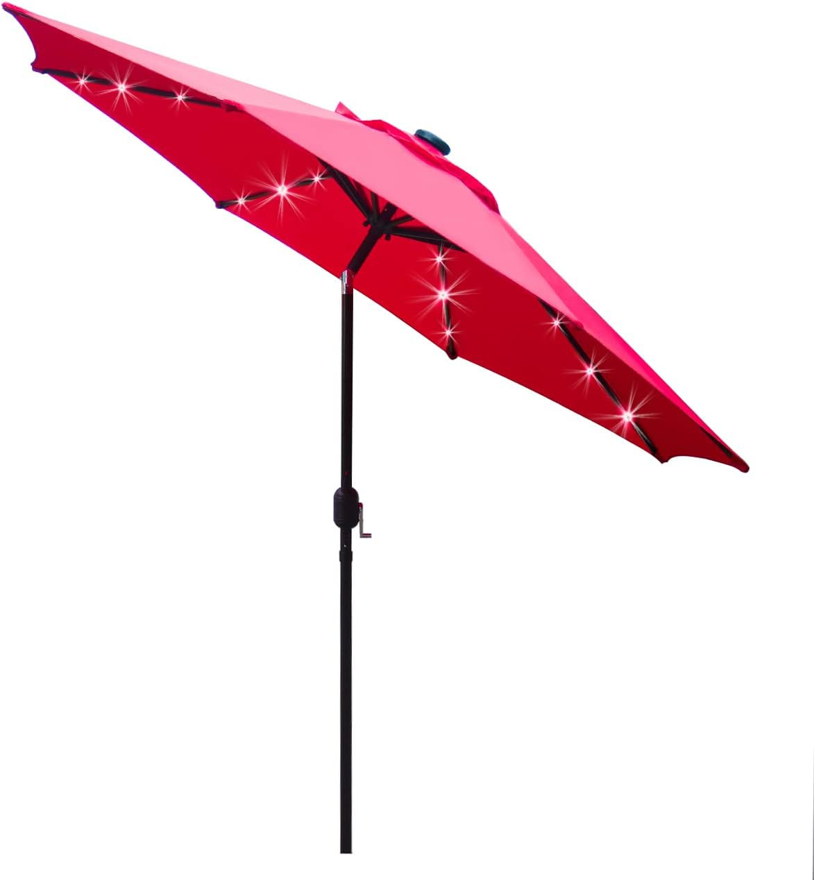 9' Solar LED Lighted Patio Umbrella with 8 Ribs/Tilt Adjustment and Crank Lift S gallery
