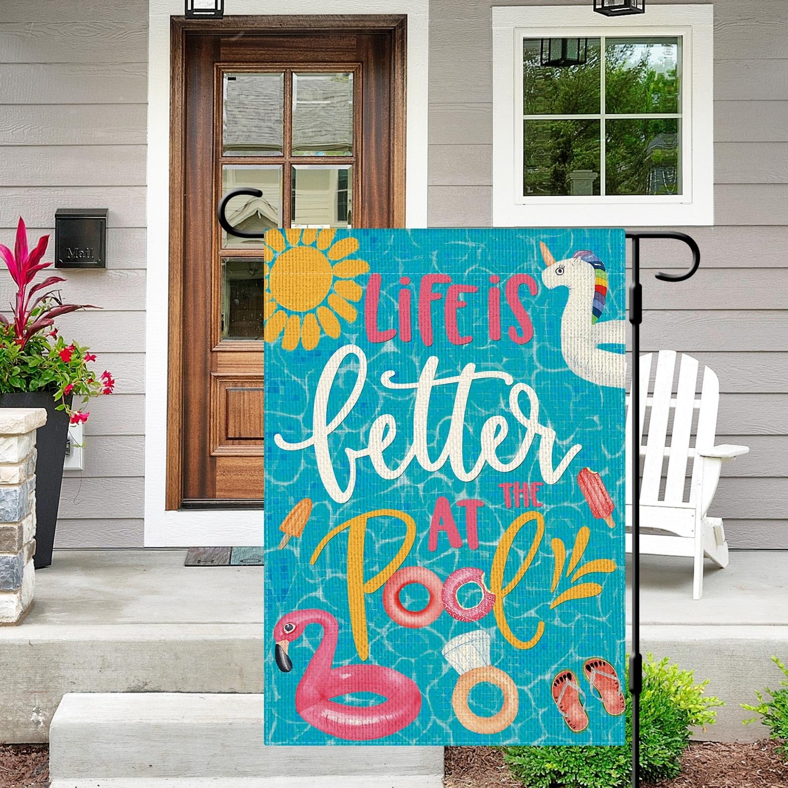 DLZDN Life is Better at the Pool Garden Flag Summer 18"L x 12"W gallery