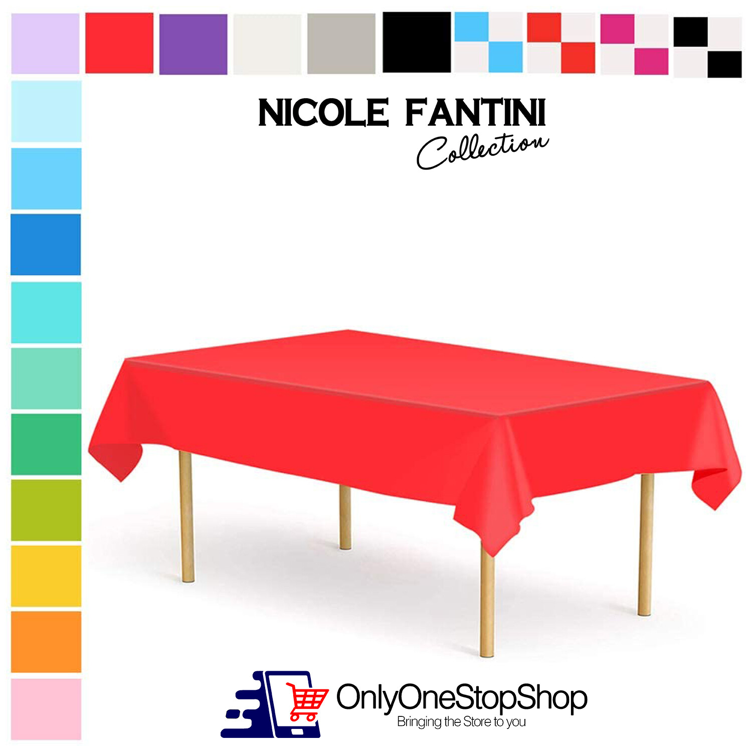 Nicole Fantini Disposable Plastic Tablecloth Rectangle 54" x 108" Set of 8 gallery