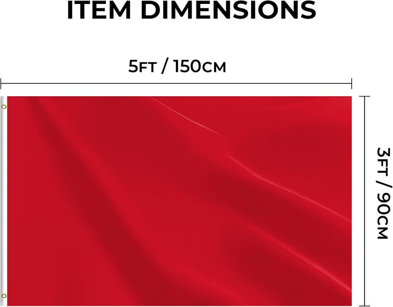 Red Flag 3X5 FT, Polyester Blank Flag with Canvas Header & Brass Grommets, Doubl gallery