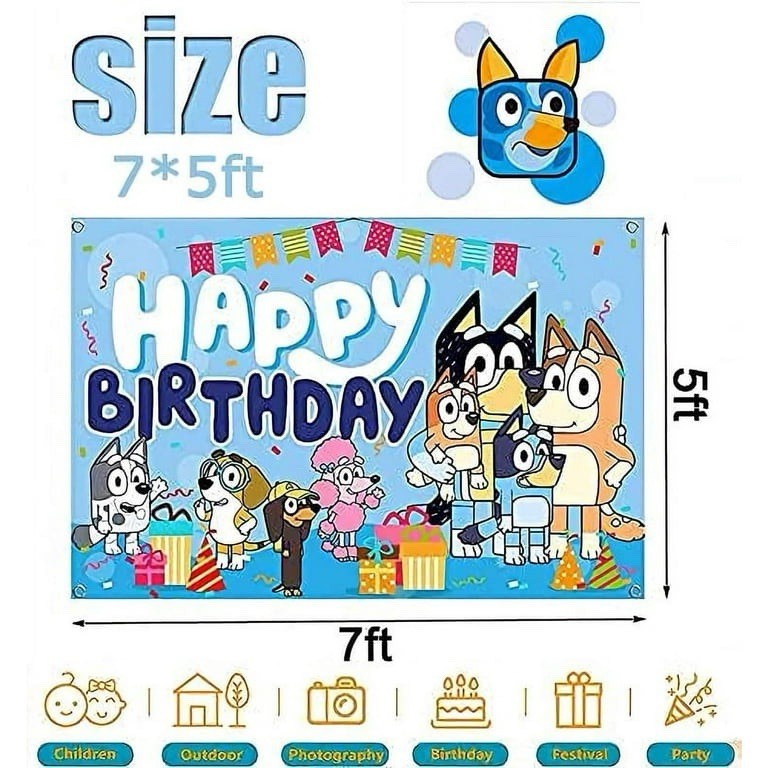 Blue Cartoon Sheepdog Happy Birthday Backdrop,7x5ft Birthday Backdrop Decoration gallery