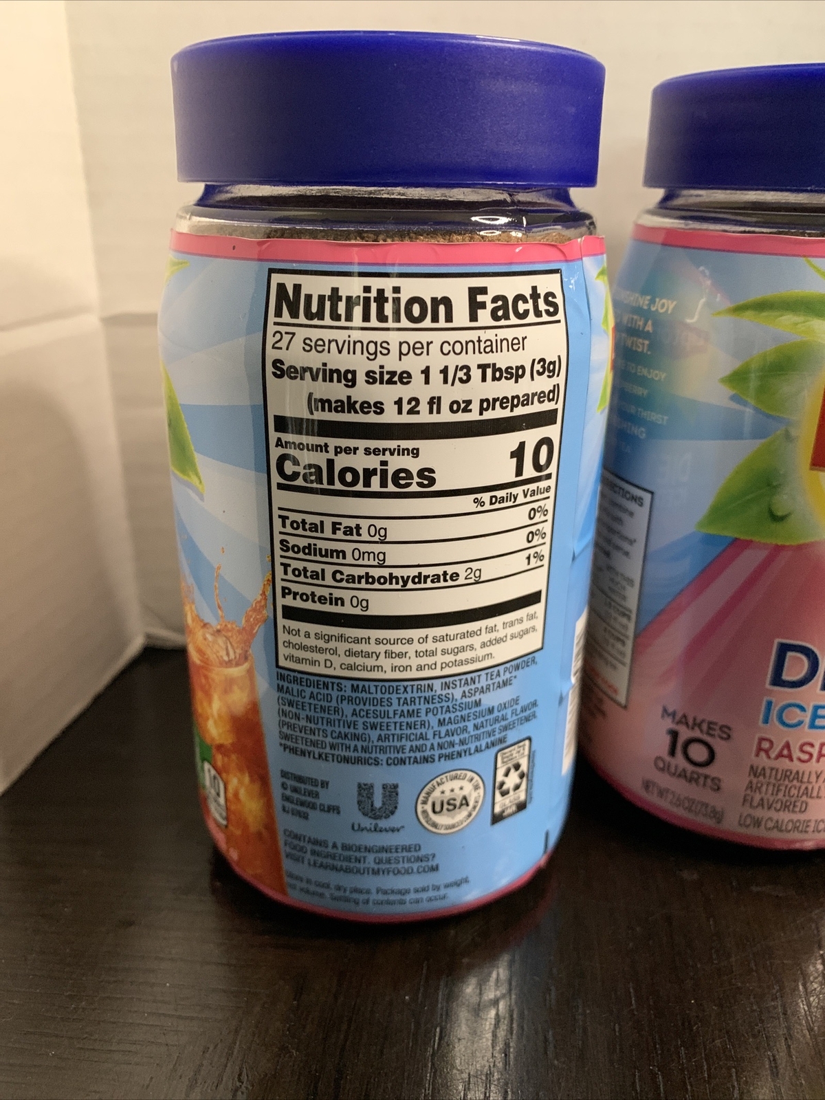 2 Lipton Iced Tea Mix Black Tea, Diet Raspberry Caffeinated Makes 10 Quarts gallery