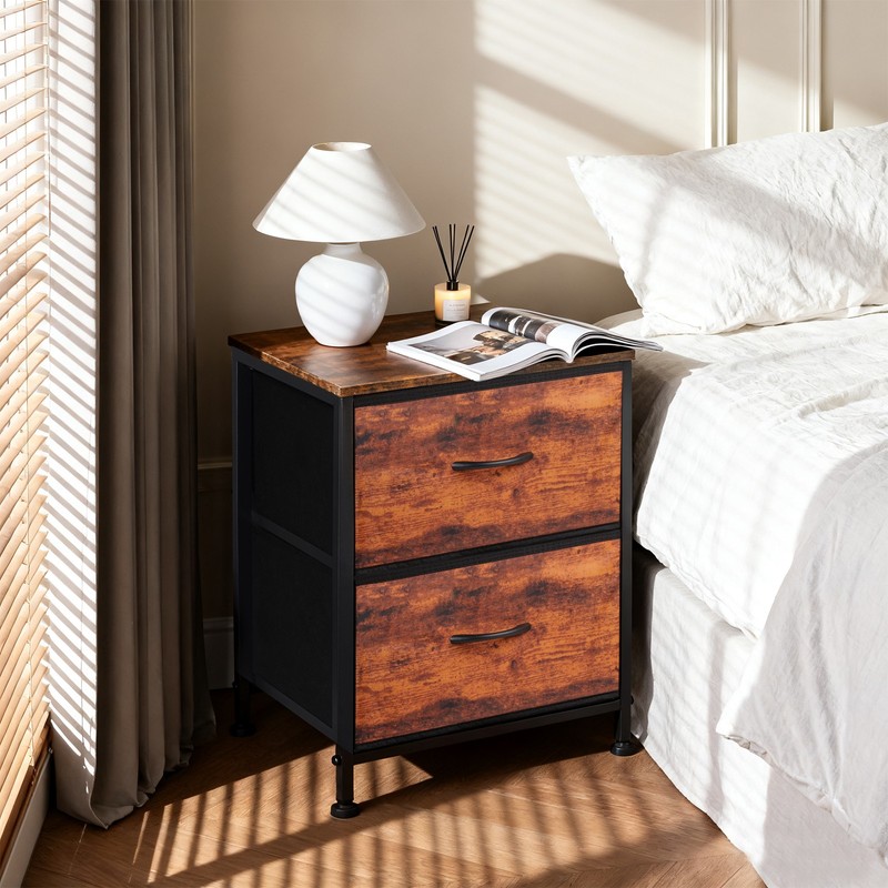 2Pcs Nightstand End Table Side Table with 2 Fabric Drawers Bedside Table Bedroom gallery