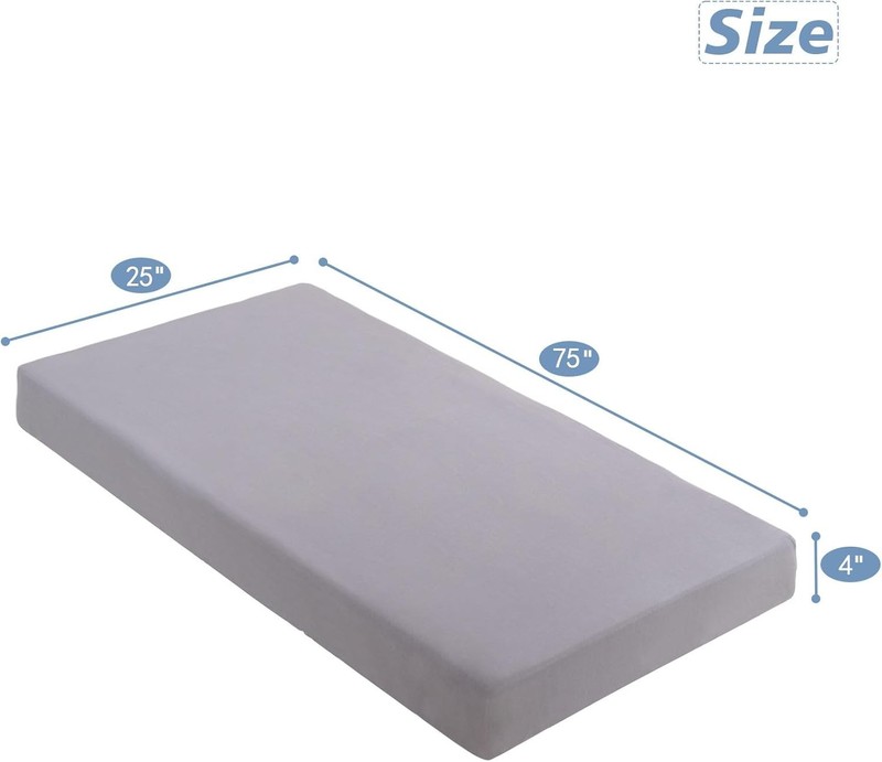 Cot Sheets 25" x 75" Small Single Sheet Fitted for 25 x 75 x 4, Gray gallery