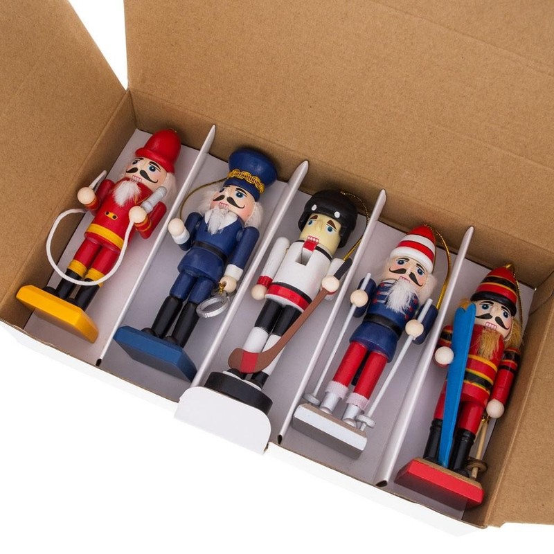 5 Nutcrackers: Firefighter, Policeman, Hockey, Skier, Snowboarder 5 Inches gallery