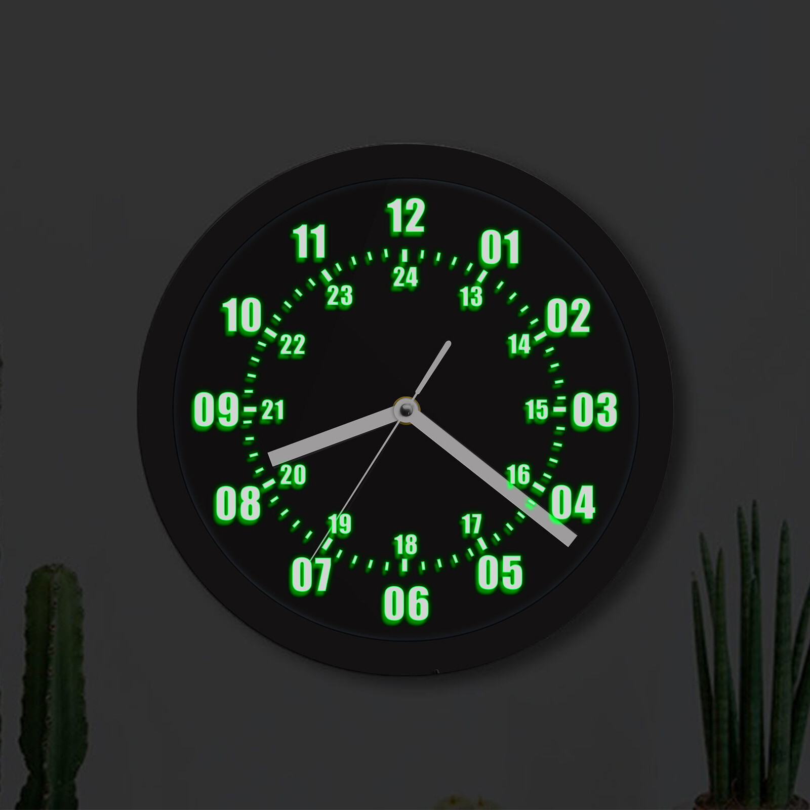 Military Time 12/24 Hours Display Wall Clock Watch Style with LED Backlight gallery