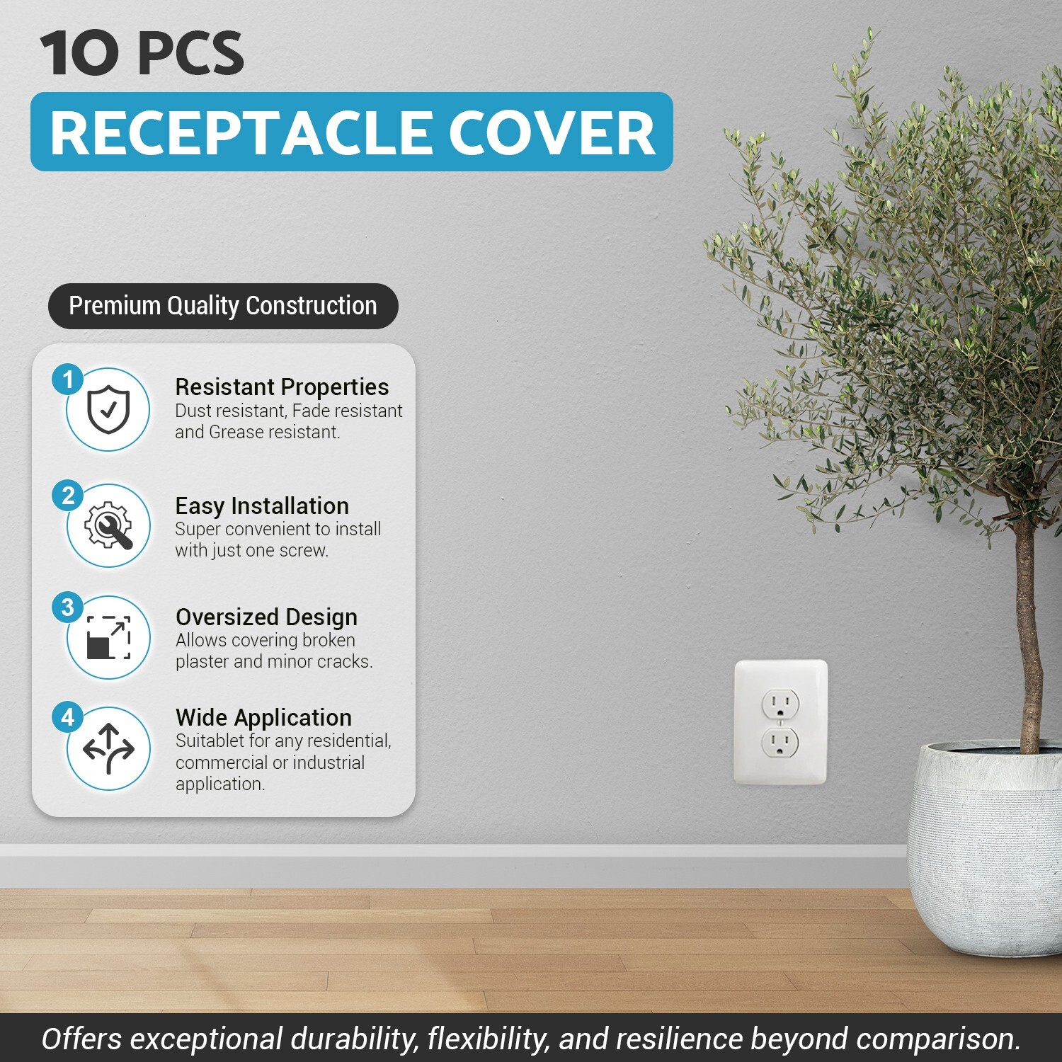 10 Pcs Receptacle cover ,Drywall Repair Covers,Oversize plate duplex,jumboplate gallery