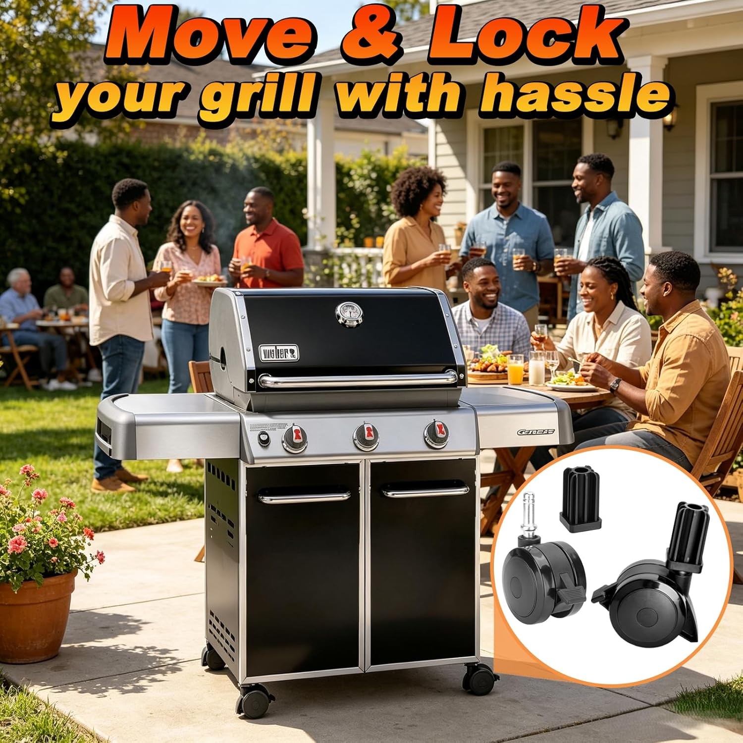 Weber 70360 Locking Caster Wheels with Inserts for Spirit Genesis Summit Grills gallery