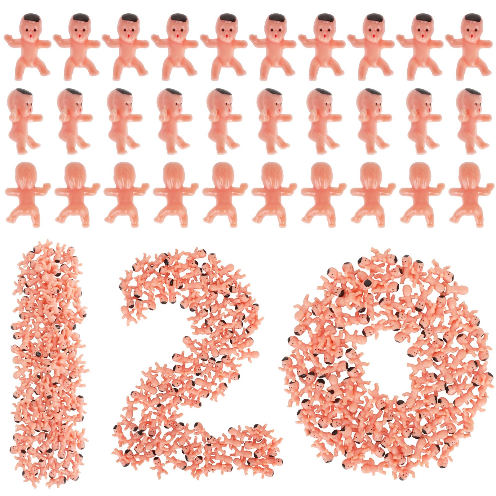 120 PCS Plastic Babies for Games, 1 Inch 0.2x0.67x1 inches, Flesh-colored gallery