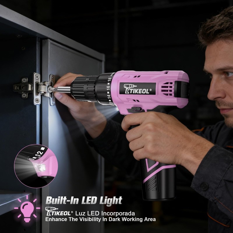 12V Cordless Drill Set with Battery & Charger, Electric Power Drill with Pure Co gallery