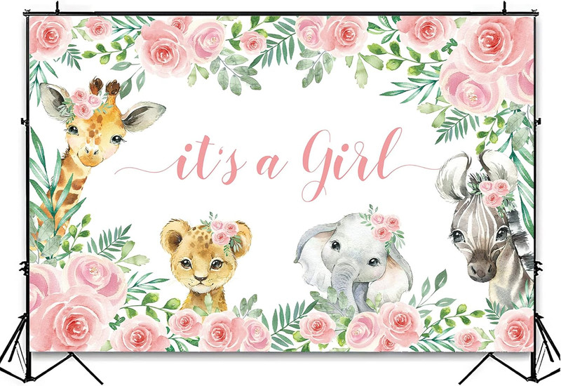 Safari Baby Shower Backdrop Decorations, Jungle Animal Theme Baby Shower Party S gallery