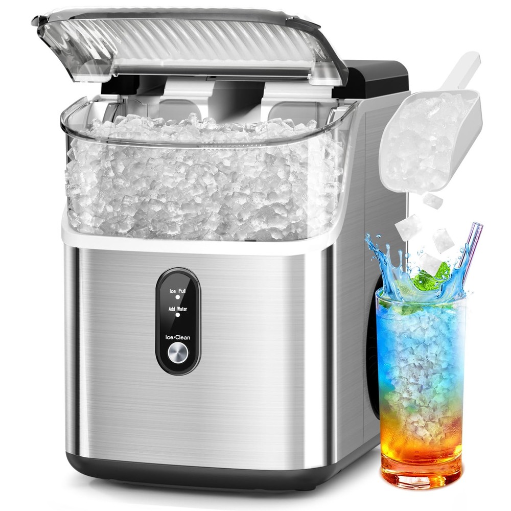 Countertop Nugget Ice Maker Pro - 34lbs/24H, Self-Cleaning Pellet Ice Machine...