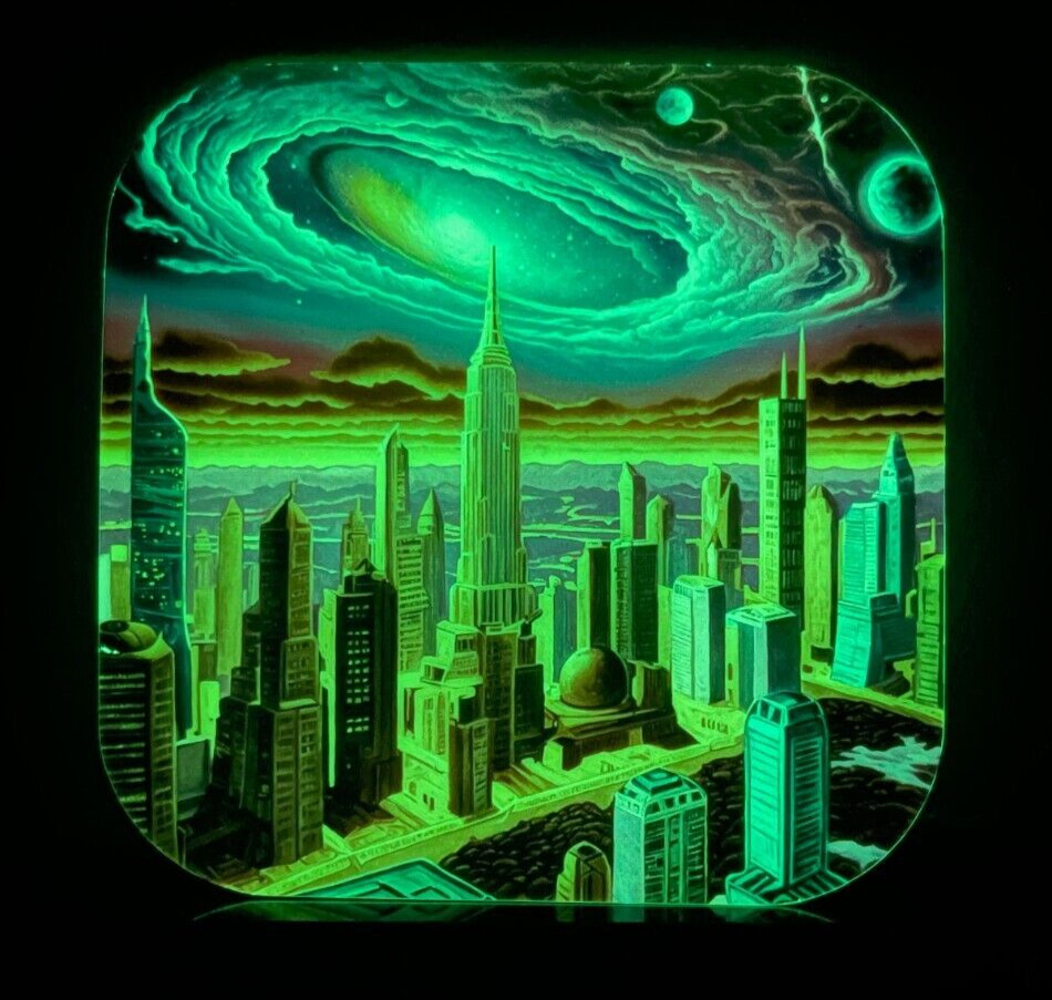 Other Worlds City Cosmos Scene Planets Glow Dark Sticker Sci-Fi Fantasy Laptop gallery