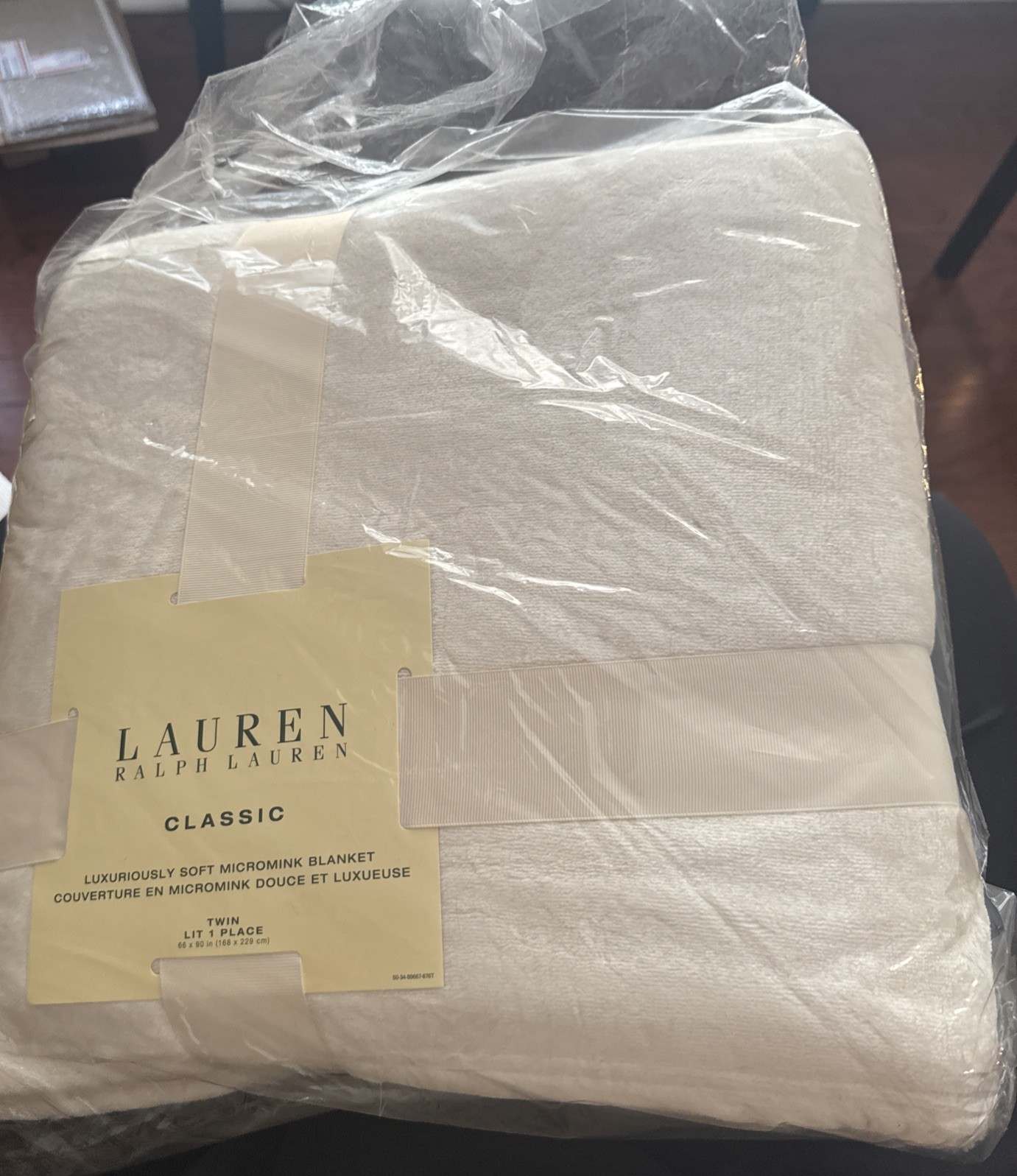 Lauren Ralph Lauren Twin Size Micromink 66" X 90" Soft Beige Blanket gallery