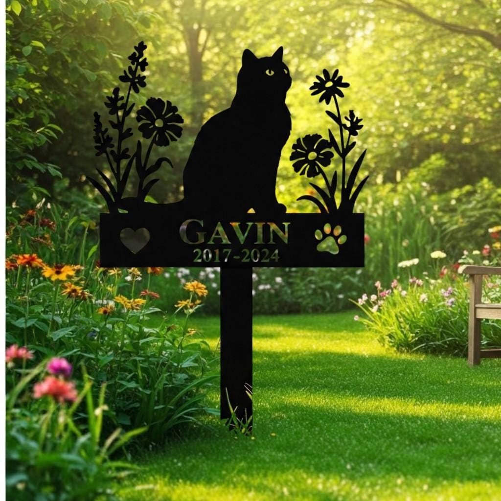 Custom Cat Memorial Garden Sign, Metal Cat Grave Marker Gift gallery