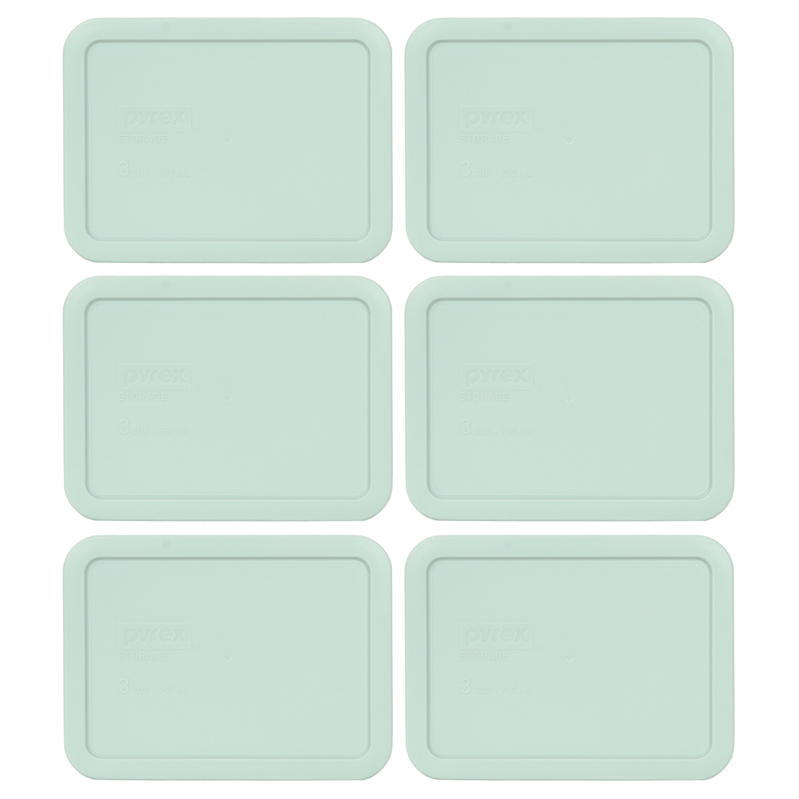 Pyrex 7210-PC Muddy Aqua Rectangle 3 Cup Plastic Storage Lid 6PK for Glass Dish gallery