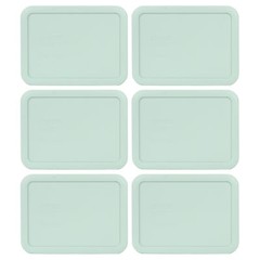 Pyrex 7210-PC Muddy Aqua Rectangle 3 Cup Plastic Storage Lid 6PK for Glass Dish