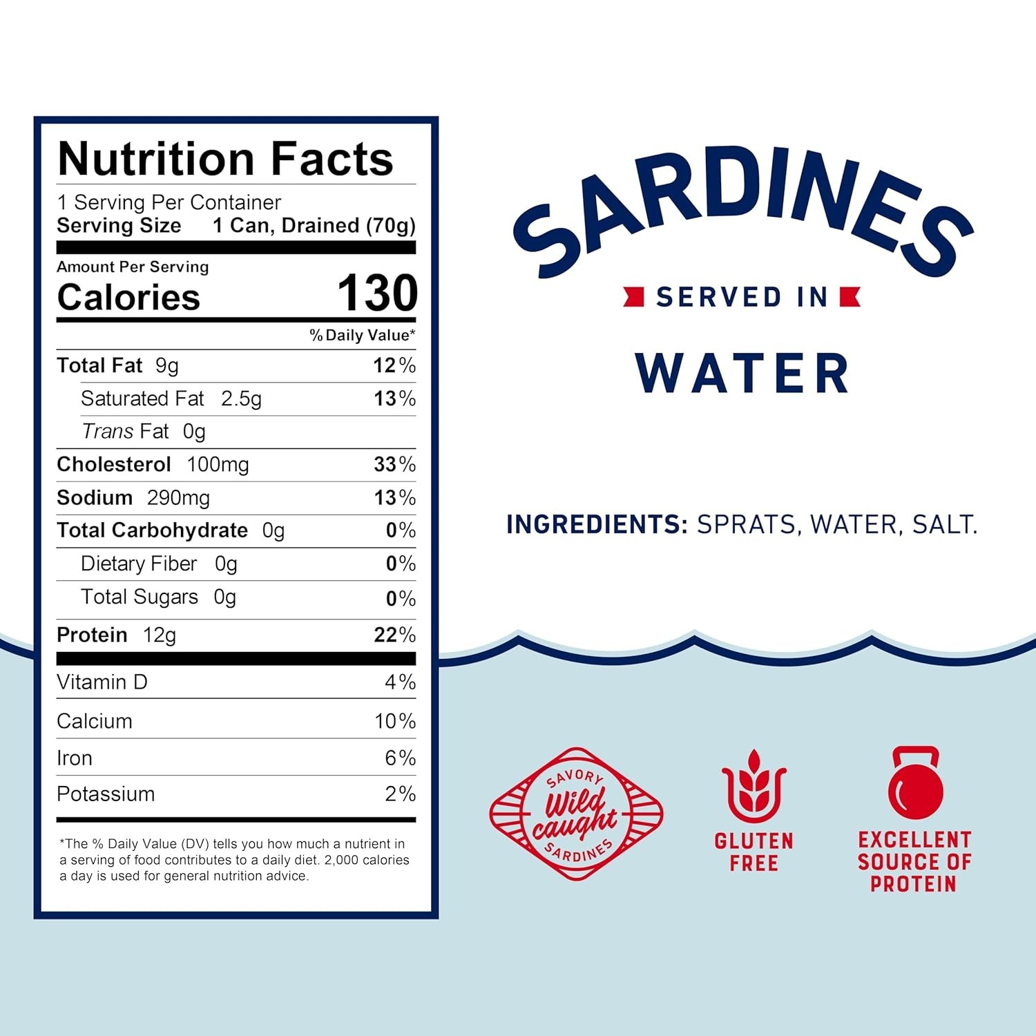 Beach Cliff Sardines in Water, Wild Caught, 3.75 oz Can, Pack of 12 gallery