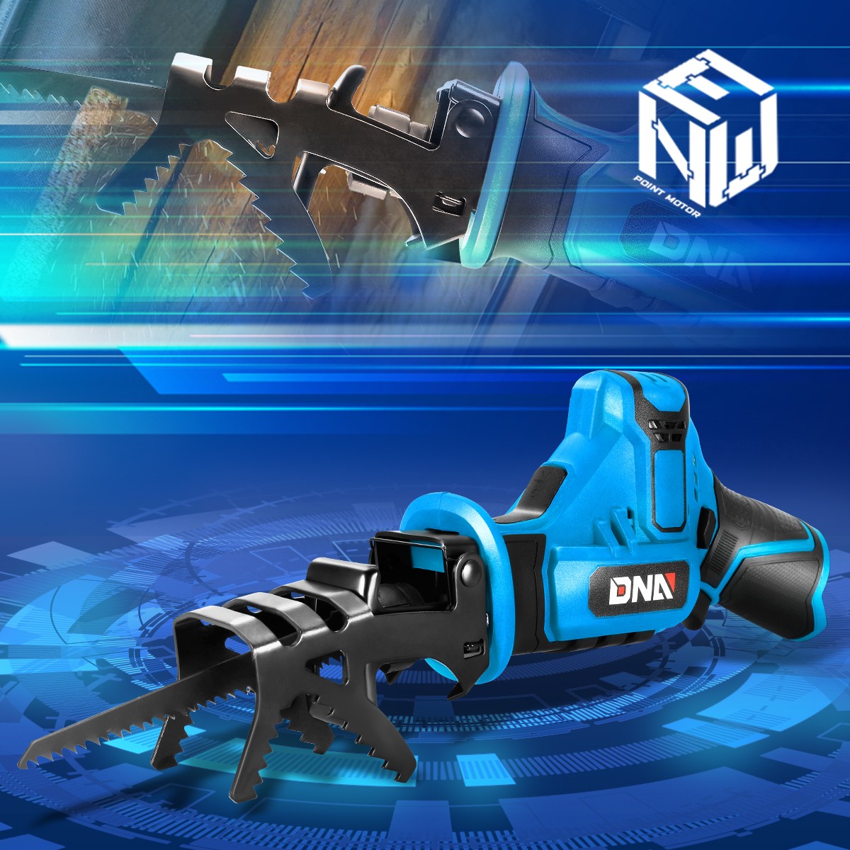 DNA Motoring 12V Cordless Reciprocating Saw w/Blade and Holding Bracket Kit Blue gallery