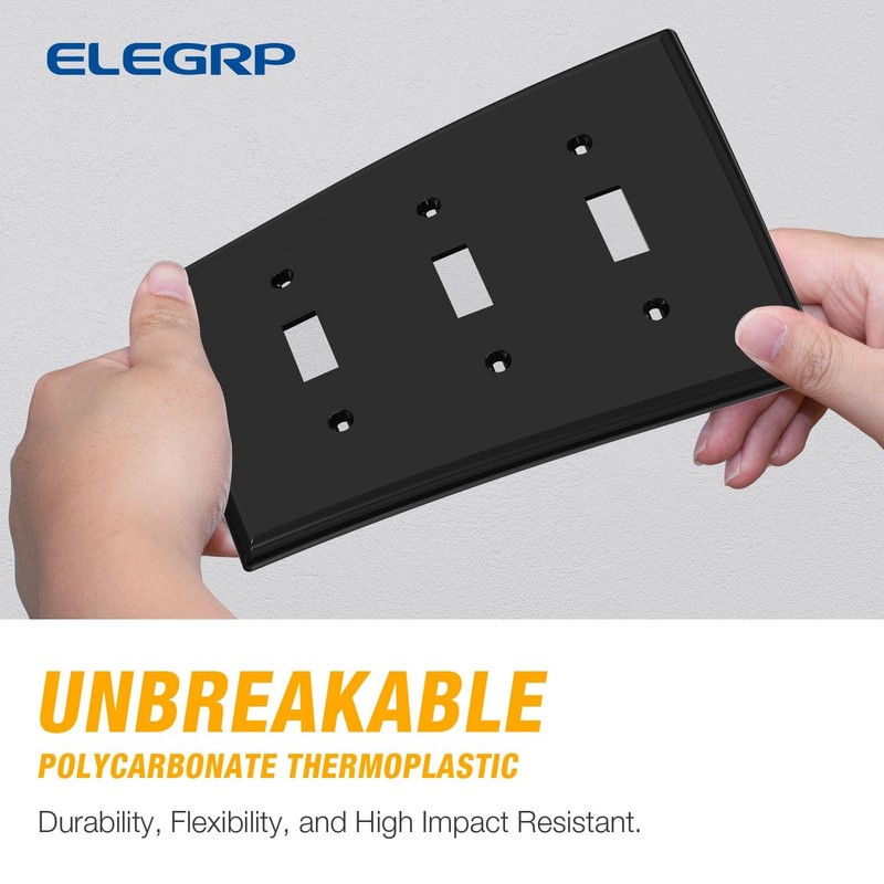 3-Gang Toggle Switch Wall Plates, Mid-Size 4.88" H x 6.75" L Unbreakable Ther... gallery