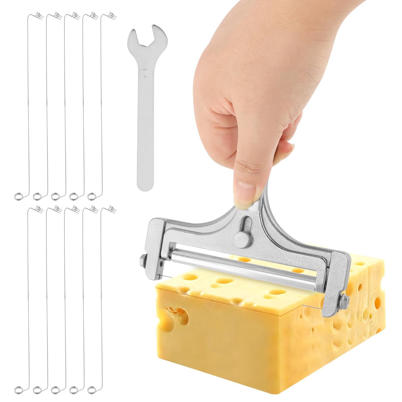 Stainless Steel Wire Cheese Slicer With 10 Extra Wires and Wrench, Adjustable... gallery