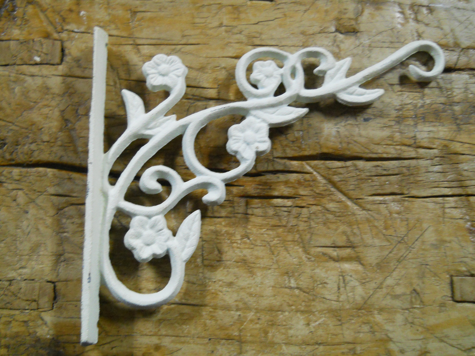 Cast Iron Victorian Style WHITE SCROLL Plant Hook Garden Hanger Wall Barn Fence gallery
