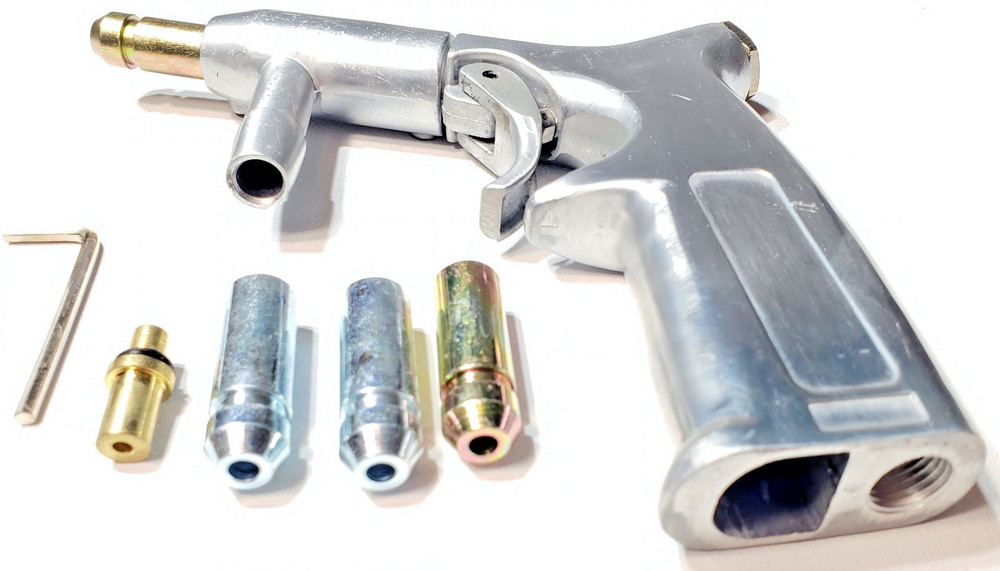 Replacement AIR Siphon SANDBLASTER Gun with 4 Tips, 2 Orifice Air Jets, Wrench.