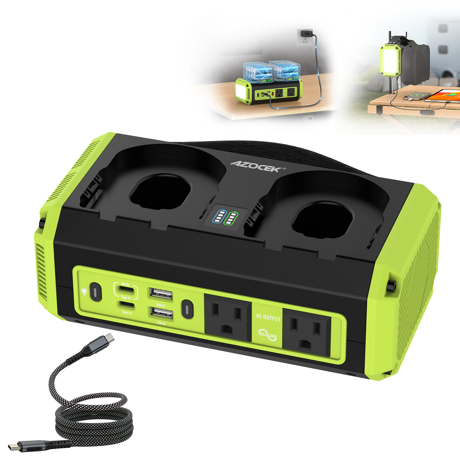 350W Portable Inverter Compatible with Ryobi 18V Battery USB Type-C 140W Home RV gallery