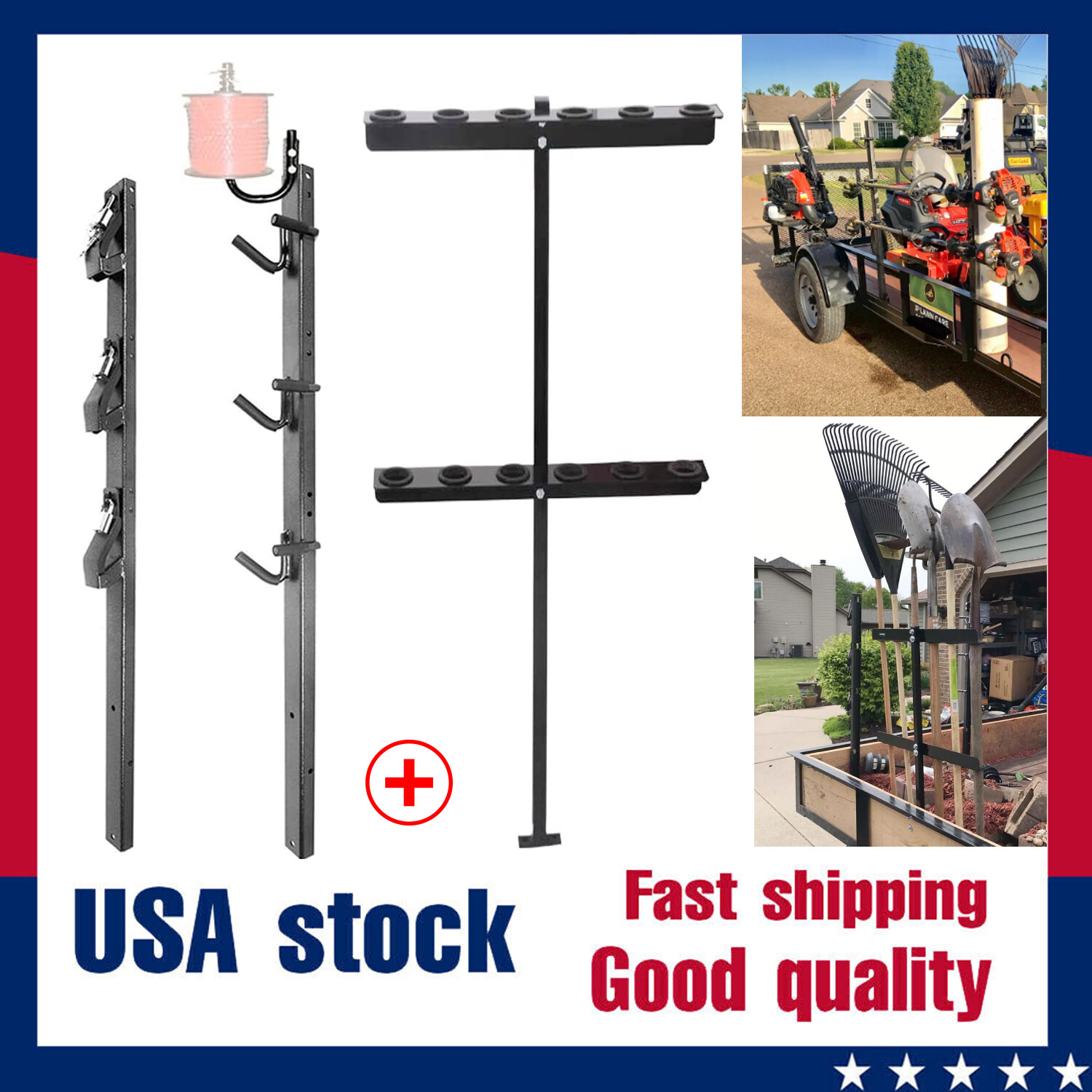 3 Place Lock Weedeater Trimmer Rack & Hand Tool Rack for OPEN Trailer Truck NEW gallery