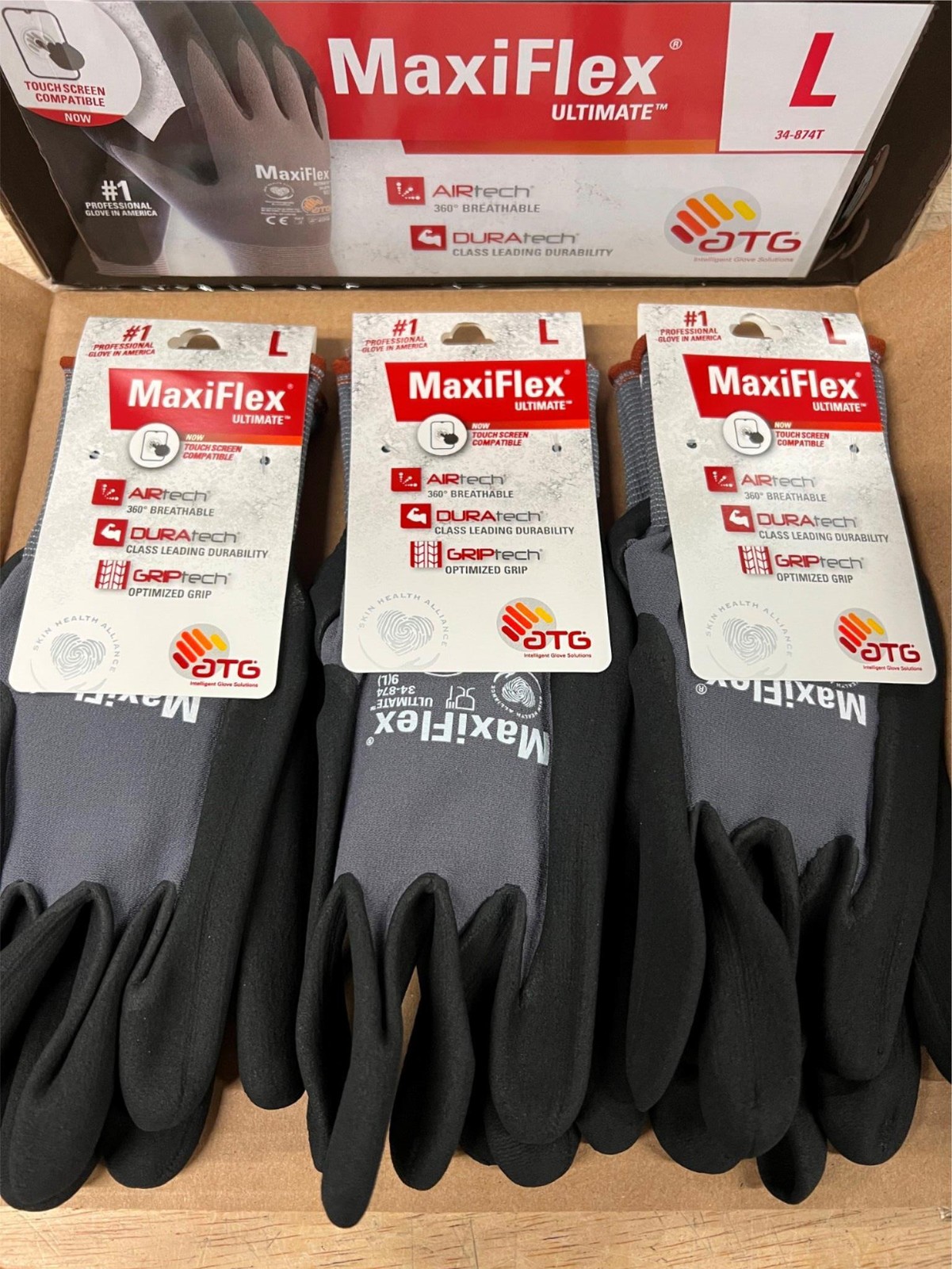 MaxiFlex ATG 34-874 Ultimate Work Gloves, Large, 3-72 Pairs gallery