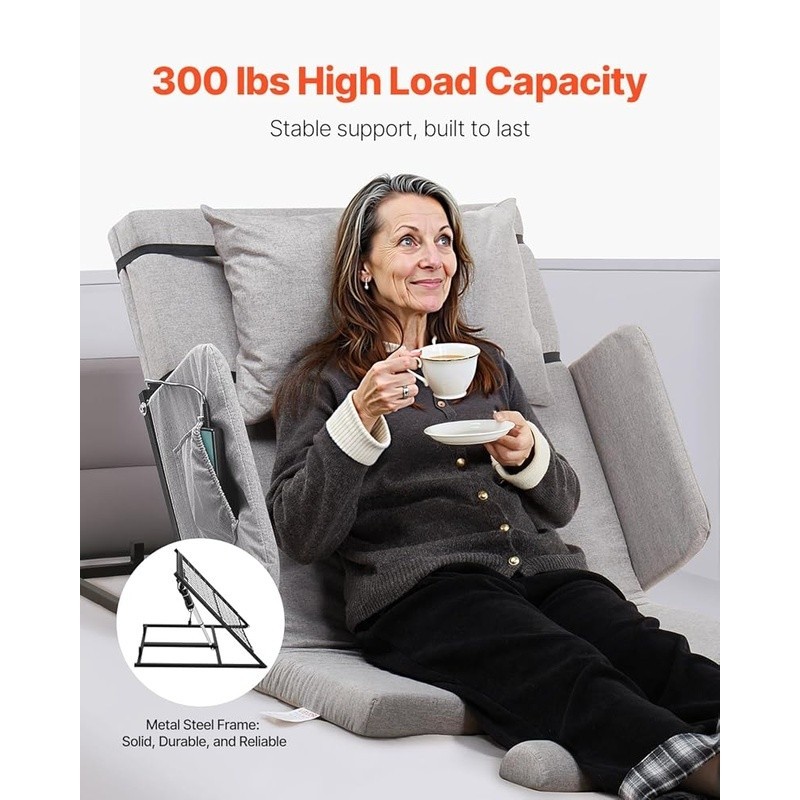 Adjustable High Density Foam Backrest Reading Relaxing Sleeping W/ Remote New gallery