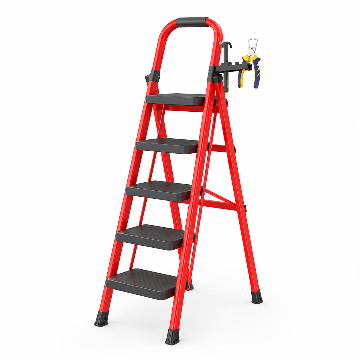 Folding Step Ladder, Heavy Duty Anti Slip Steel Stool, 490lb Capacity Home gallery