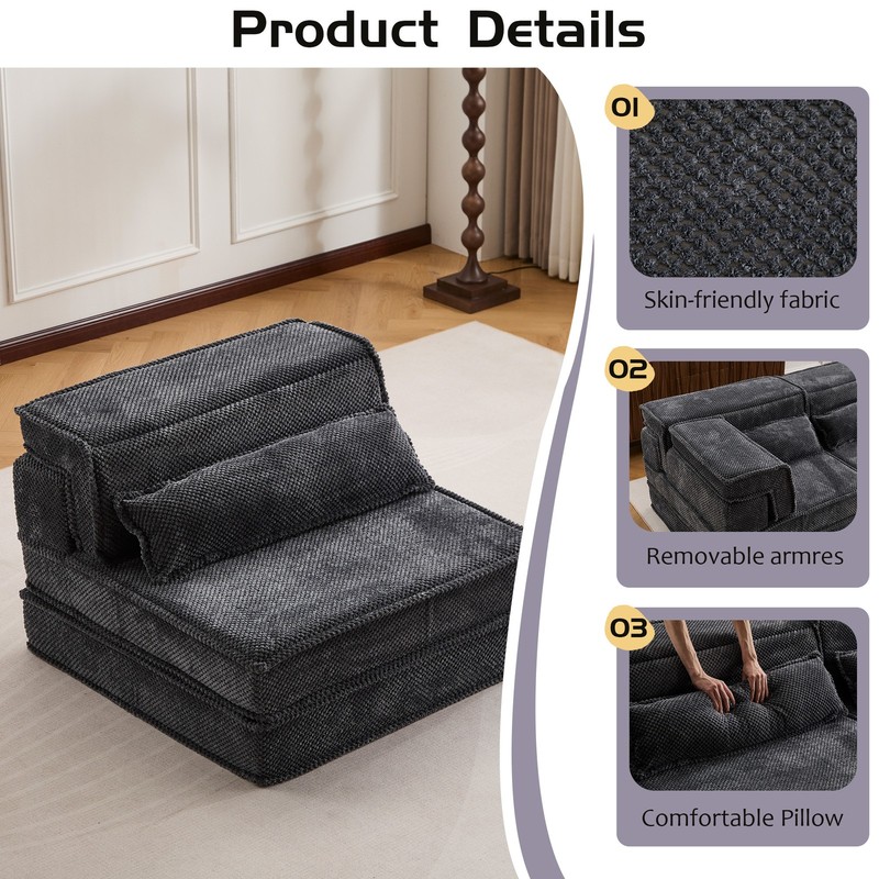 Compression Sofa,DIY Boneless Modular Sectional Sofa(Oversized Single Sofa with gallery