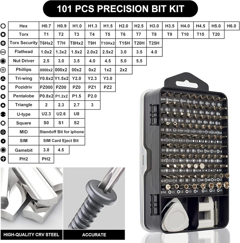 124pcs Precision Screwdriver Set Electronics Tool Kit 101 Bits Laptop iPhone US gallery