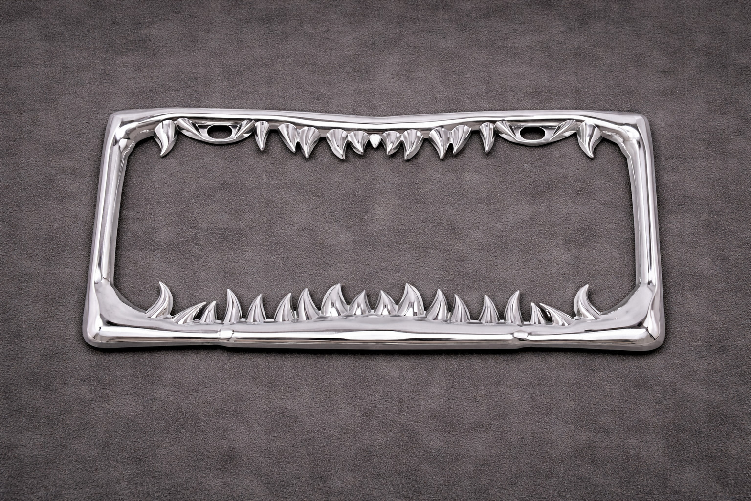 Universal Metal Shark Tooth Teeth Jaws License Plate Frame Cool Design Chrome gallery