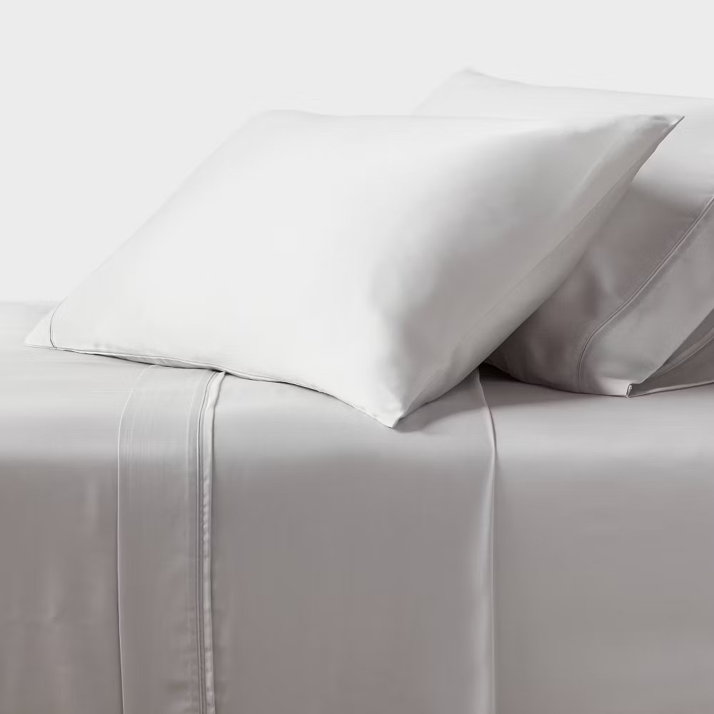 Twin/Twin XL 320 Thread Count Cool TENCEL Lyocell Sheet Set Light Gray gallery
