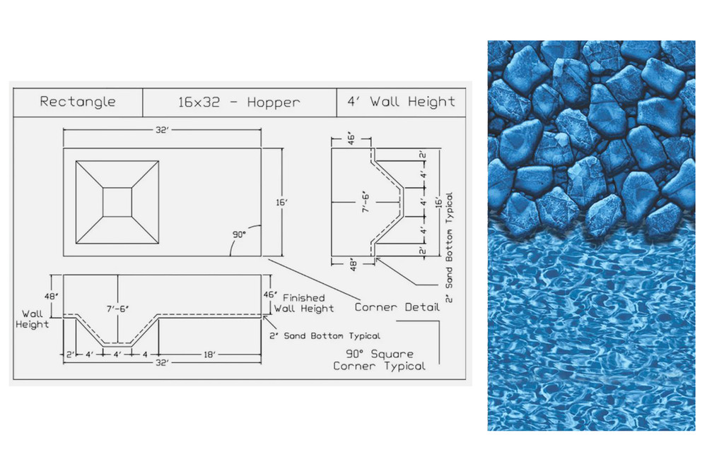 16' x 32' Rectangle 7½' Deep End Swimming Pool Liner for use w/ Fanta-Sea™ Pool