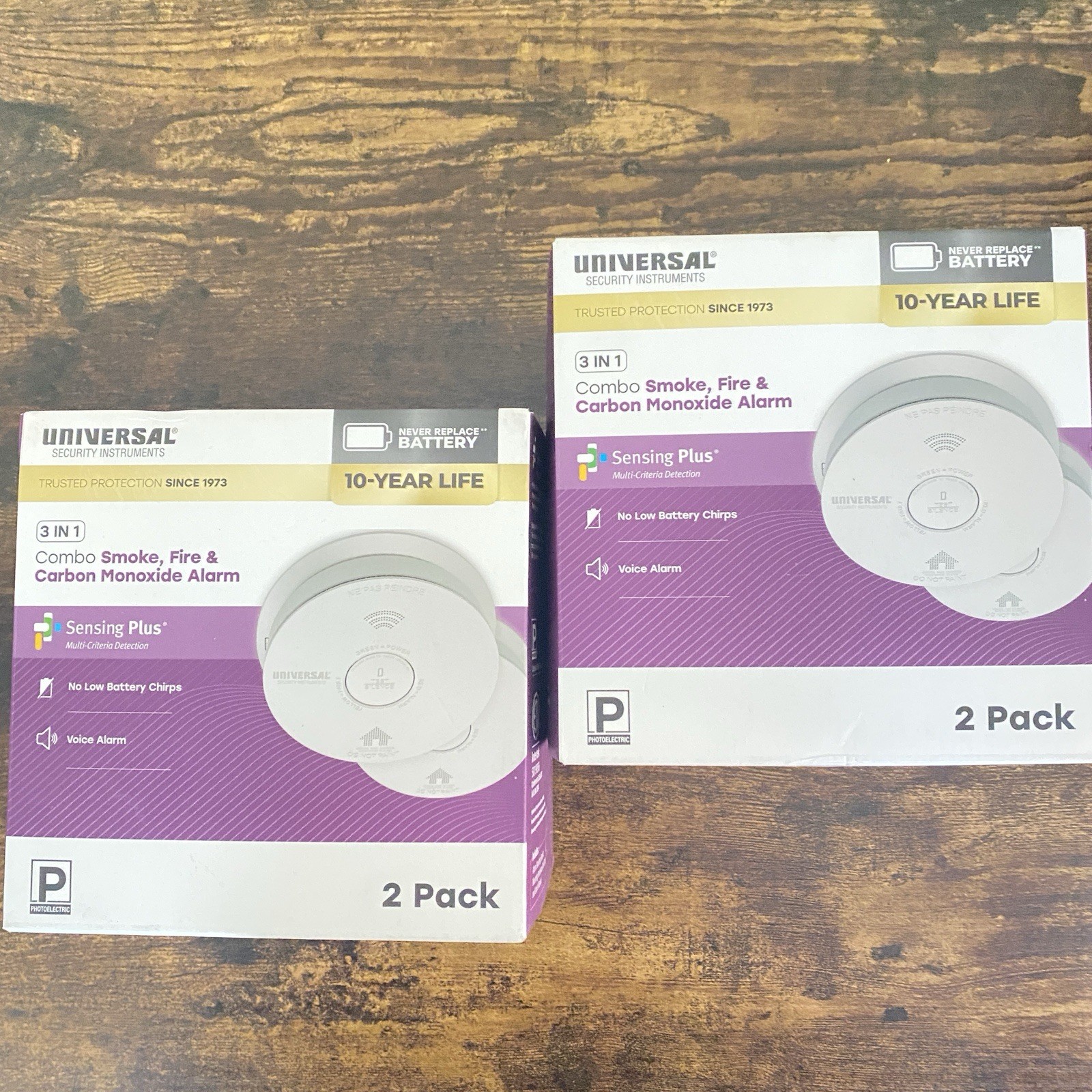 4 Pack USI 10-Year Battery Combination Smoke Carbon Monoxide Detector, Open Box gallery