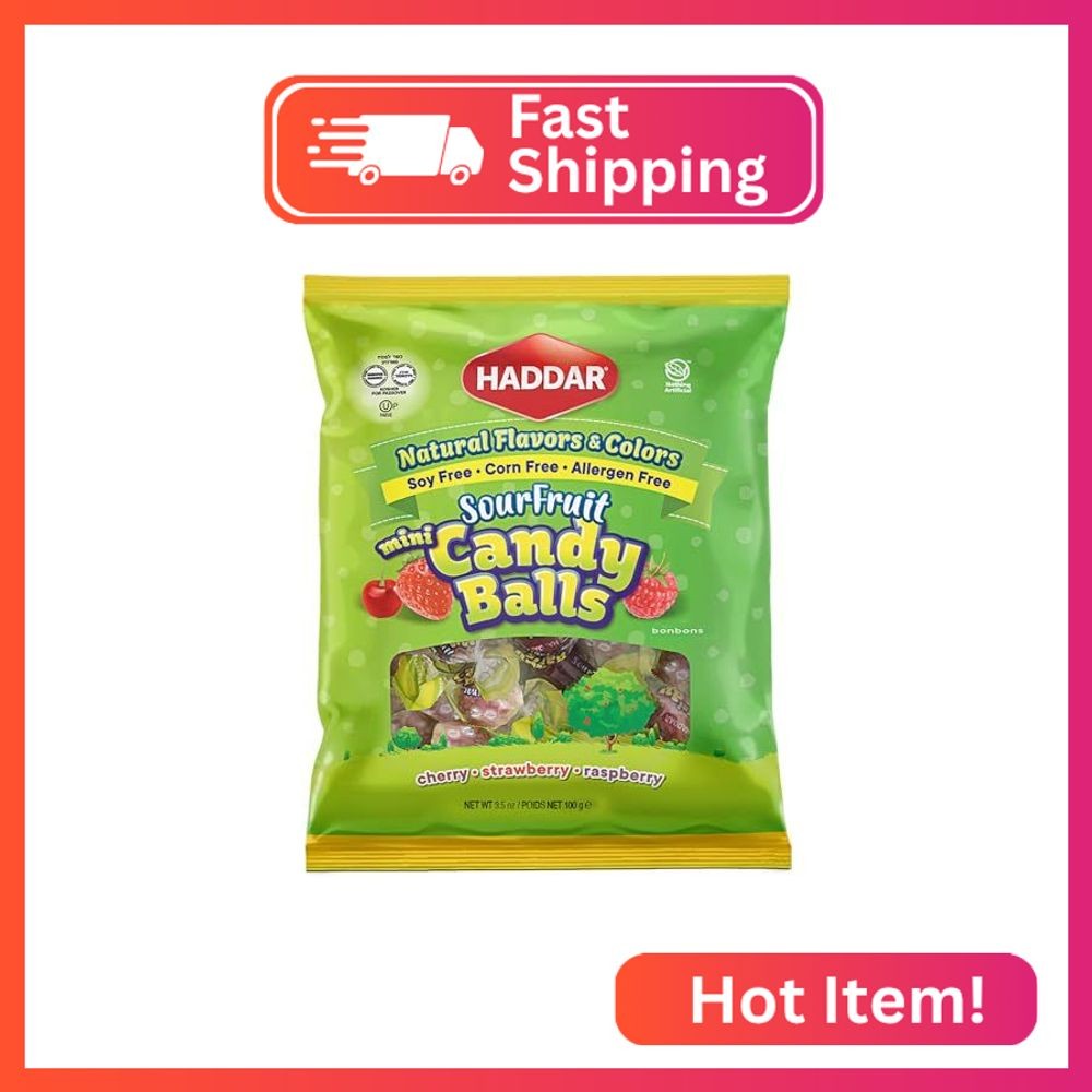 Haddar Dye Free Indvidually Wrapped Sour Hard Candy, 3.5oz | Fruit Falvors | Nat gallery